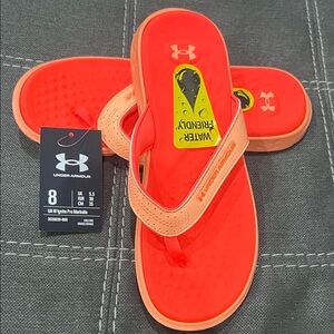 Under Armour Bright Orange and Peach Flip Flops